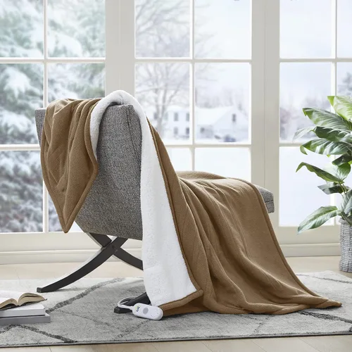 Miniatura 15 de Serta - Manta de vellón sherpa reversible, ultrasuave y tejida, manta térmica, manta eléctrica; cómoda, agradable y abriga y protege del frío