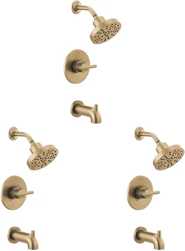 Delta Nicoli 14 Series H2Okinetic Bathtub and Shower Faucet Set, Brushed Gold Shower Head and Handle Set, Valve Trim Kit, Champagne Bronze 144749-CZ