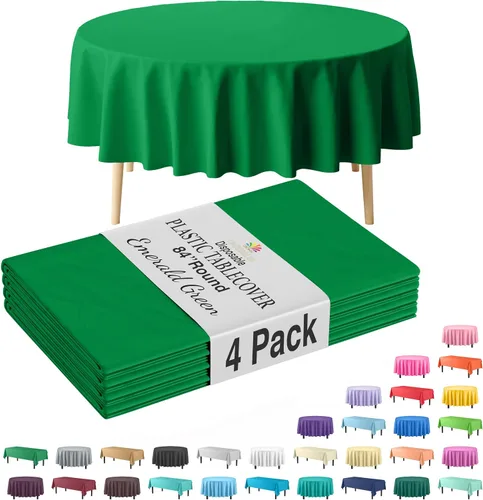 Miniatura 8 de Party Solids Paquete de 4 manteles de plástico color azul aguamarina, 54 x 108 pulgadas, mantel desechable para fiestas y pícnics
