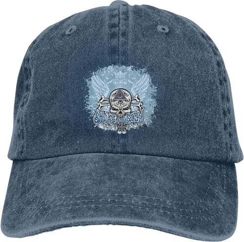 Miniatura 9 de Cowboy Hat Trendy Hats for Man and Women Djustable Four Season Outdoor Baseball Cap of Hell Skull with Angel Navy Blue