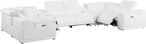 Miniatura 28 de BlackJack Furniture Venice - Juego de sofá reclinable seccional de cuero italiano de grano superior de 12 piezas con 4 reclinables eléctricos