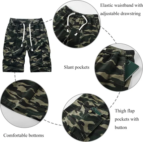 Miniatura 2 de VtuAOL Pantalones cortos cargo para mujer, cintura elástica, cómodos, de algodón, holgados