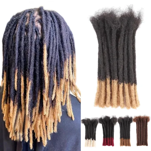 Miniatura 17 de Viovian Extensiones de rastas de 0.23 pulgadas de cabello humano de 6 pulgadas, 20 hebras ombré, extensiones de cabello humano para hombres, 1b/27