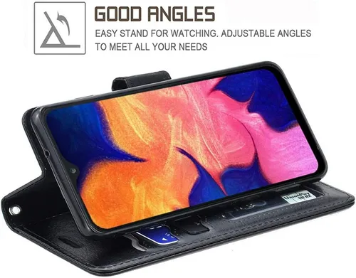Miniatura 3 de Funda para Galaxy A10E, funda tipo cartera para Galaxy A10E, piel sintética de alta calidad, funda protectora con ranuras para tarjetas y soporte