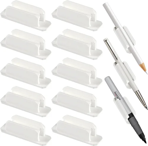 Miniatura 10 de Paquete de 10 soportes adhesivos para bolígrafos para escritorio, soporte de silicona para aula, accesorios para profesores y estudiantes, Negro