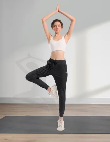 Miniatura 6 de HARTPOR Pantalones deportivos de algodón para mujer, pantalones deportivos para yoga, pantalones deportivos casuales para correr con bolsillos