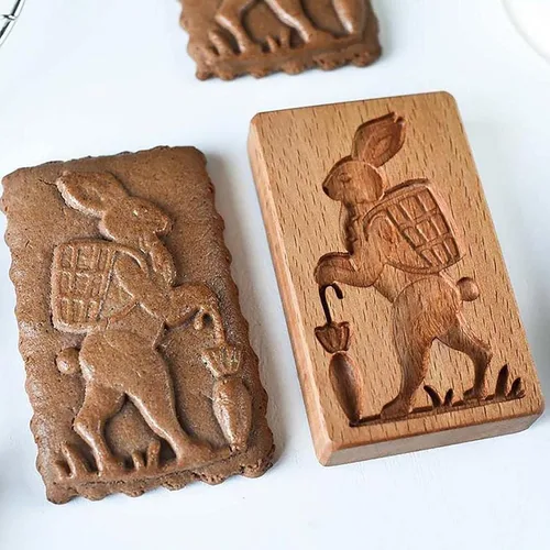 Miniatura 27 de Sello para galletas de búho 2 de madera - Molde tallado y prensa para pan de jengibre y galletas DIY (owl 2)