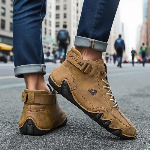 Miniatura 17 de JishinGal Botas Chukka de ante para hombre, ligeras, descalzas, para caminar, al aire libre, informales, italianas, hechas a mano, de caña alta, sin