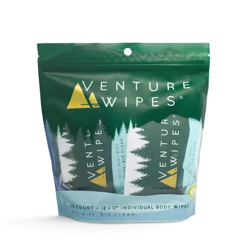 Venture Wipes Toallitas corporales de aceite de árbol de té, toallitas de aventura para adultos, limpieza biodegradable con aloe y vitamina E,