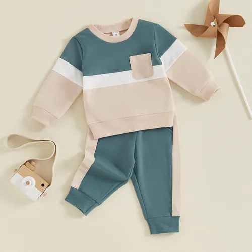 Miniatura 48 de Conjunto de sudadera de manga larga con cuello redondo y pantalones deportivos para bebés, ropa de invierno para bebé
