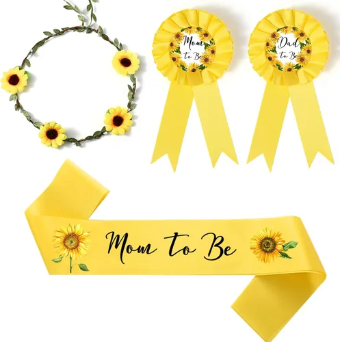 Miniatura 11 de Xinnun 4 piezas de decoración de baby shower, safari con temática de selva para mamá y papá, ramillete con corona de flores de hojas verde salvia
