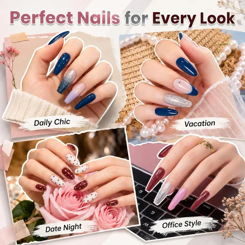 Miniatura 4 de beetles colección “Muse” - Esmaltes en gel, 20 colores, nude, gris, rosa, azul y brillantina, kit de manicura para principiantes con 3 frascos
