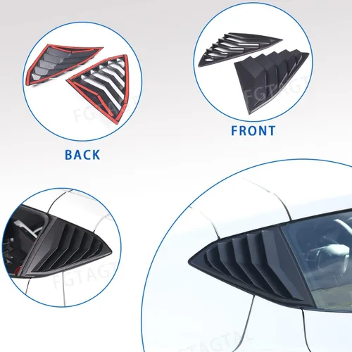 Miniatura 8 de Cubierta de rejilla para ventana lateral trasera compatible con Chevrolet Corvette C8 2020-2025, cubierta de moldura de persianas de ventana Mate
