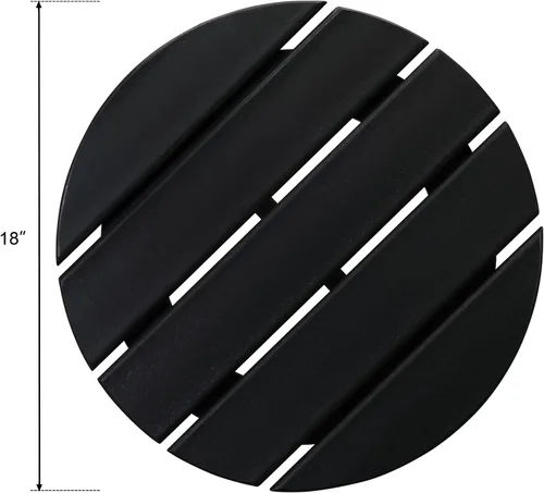 Miniatura 7 de Mesa auxiliar de patio, mesa de patio compuesta para piscina, mesas auxiliares de polietileno de alta densidad para patio trasero, piscina, Negro