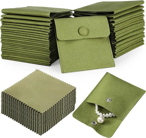 Miniatura 14 de Paquete de 120 bolsas de microfibra para joyas con paño de limpieza de 3.2 x 3.2 pulgadas, bolsa de embalaje de joyas con bolsas de botón a presión