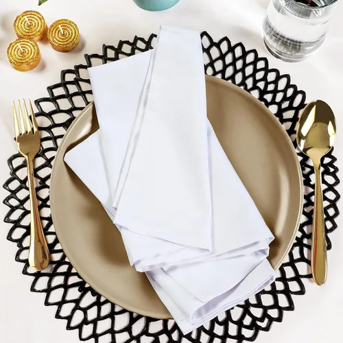 Miniatura 8 de Utopia Kitchen - Servilletas de tela blancas, paquete de 12 (50 x 50 cm), mezcla de algodón absorbente, lavables y reutilizables para cena, 2-Blanco