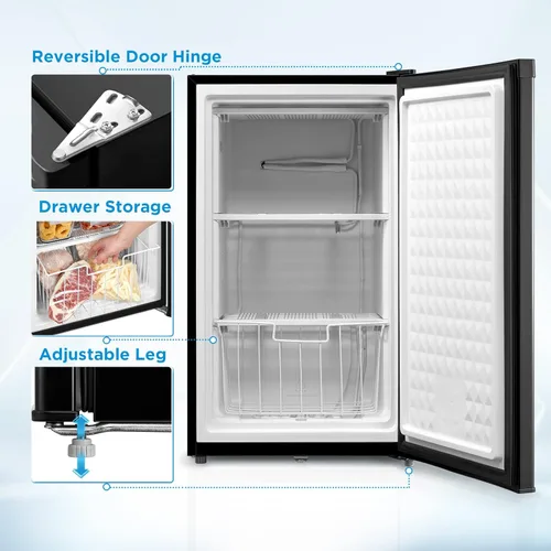 Miniatura 10 de Midea MRU03M2ABB - Congelador vertical, mini congelador de 3.0 pies cúbicos, para cocina, apartamento, oficina, sótano o dormitorio, negro Blanco