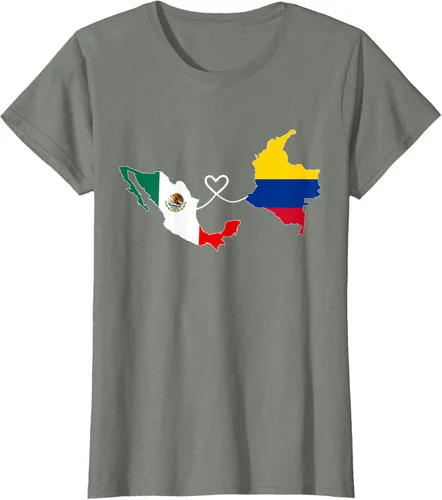 Miniatura 16 de Camiseta Half Colombian Half Mexican Flag Map DNA Mexico Colombia