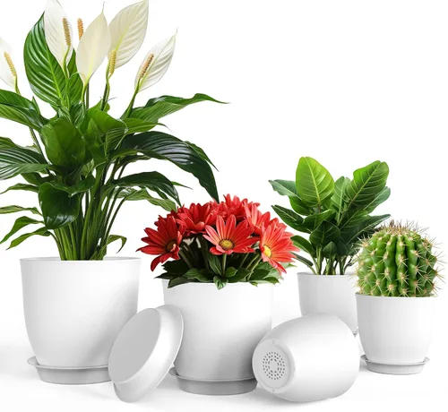 Miniatura 9 de iPower Macetas con drenaje de 7.1/6.3/5.5/5/4.5 pulgadas, decoración del hogar para macetas de interior, macetas de plástico, cactus, suculentas
