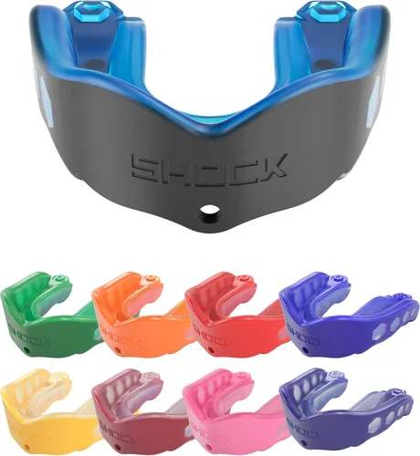 Miniatura 12 de Shock Doctor Gel Max - Protector bucal, protección resistente y ajuste personalizado, juvenil, frambuesa azul