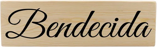 Bendecida – Placa de regalo cristiano español, regalo cristiano en madera española, regalo para Navidad, vacaciones, día de la madre, regalo de