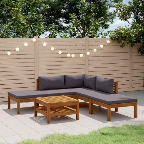 Miniatura 10 de 6 Piece Outdoor Patio Furniture Set, Modular Acacia Wood Garden Lounge Set with Weather Resistant Cushions, Cream Brown Modern Seating for Balcony