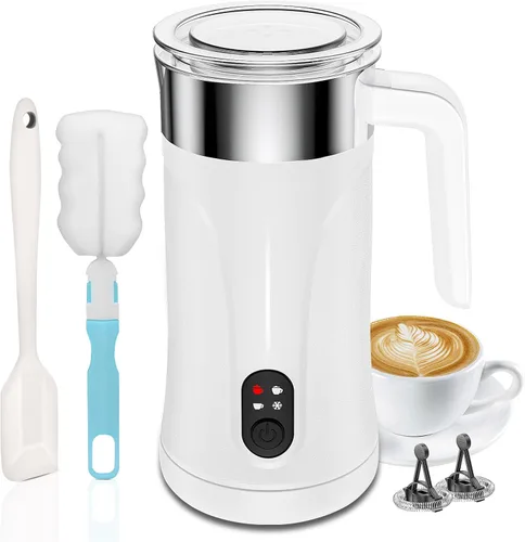 Miniatura 8 de Espumador de leche, espumador de leche 4 en 1 y vaporizador, máquina automática de espuma fría y caliente de 10.1 onzas líquidas, espumador de leche