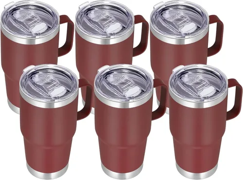 Miniatura 10 de VEGOND - Vaso de viaje de 20 oz con asa, tapa con cierre y popote, de acero inoxidable, aislante, taza de café, a prueba de derrames, de doble Verde