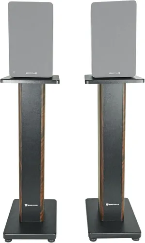 Miniatura 7 de Rockville Par de soportes para altavoces de estantería RHT28D de 28 pulgadas, grano de madera oscura, capacidad de 60 libras, diseño rellenable