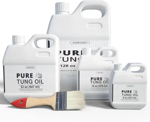 Miniatura 3 de Aceite Tung 100% puro para madera al aire libre con cepillo, aceite Tung seguro de grado alimenticio para acabado de madera, sellador impermeable
