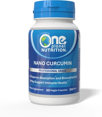 One Planet Nutrition Nano Curcumina 500 mg cápsulas vegetales (60 porciones), Nano para alta absorción, apoya el bienestar general, sin OMG, vegano,