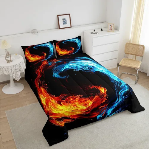 Miniatura 3 de Erosebridal Yin Yang - Juego de edredón para niños y adolescentes, edredón de plumón de hielo y fuego, tamaño individual, juego de ropa de cama