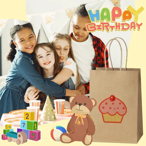 Miniatura 5 de SHOPDAY 45 bolsas de papel marrón con asas, bolsas de regalo de varios tamaños, bolsas de papel kraft a granel 5x3x8 y 8x4x10.5 y 10x5x13, 15