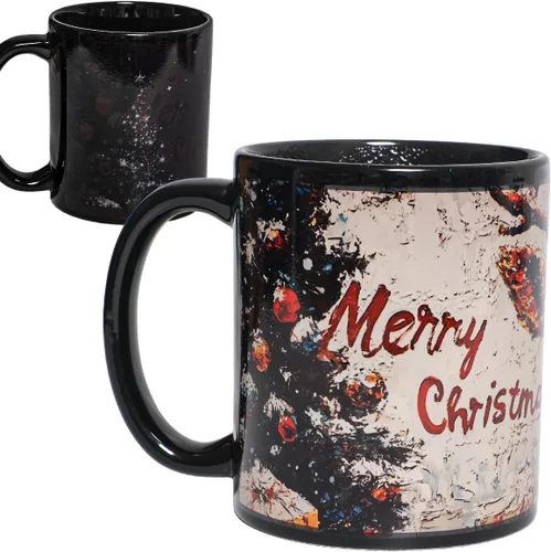 Miniatura 5 de Kmiles Taza con cambio de calor de árbol de Navidad y muñeco de nieve, taza mágica que cambia de color para café/té, 12 onzas, azul/rojo/blanco