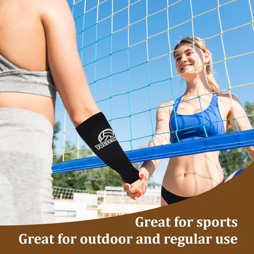 Miniatura 7 de Ymapinc Mangas de voleibol para brazos, mangas protectoras acolchadas con orificio para el pulgar, diseño transpirable y ligero para hombres y Negro
