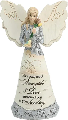 Pavilion Gift Company 82348 - Figura de ángel de fuerza y curación, 6-1/2 pulgadas, color blanco