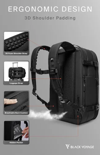 Miniatura 4 de BlackVoyage Vortex Vacuum Seal Travel Backpack 60L Expandable Air Compression System Water Resistant TSA Lock Carry-On