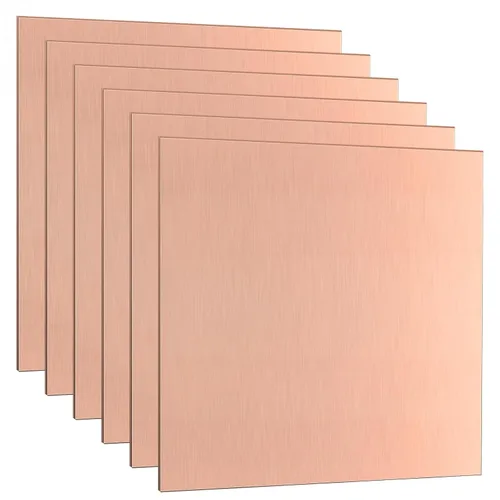 Adrattnay Paquete de 6 hojas de cobre 99.9% puro 6" x 6", hojas de cobre calibre 24 de 0.5mm (0.02") con película protectora de doble cara para