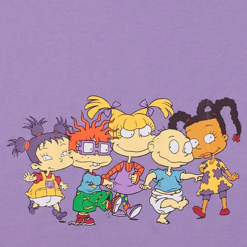 Miniatura 5 de Nickelodeon Camisa de moda para mujer de los años 90, Rugrats, Angelica and Chuckie - Camiseta de manga corta con dobladillo curvado delantero