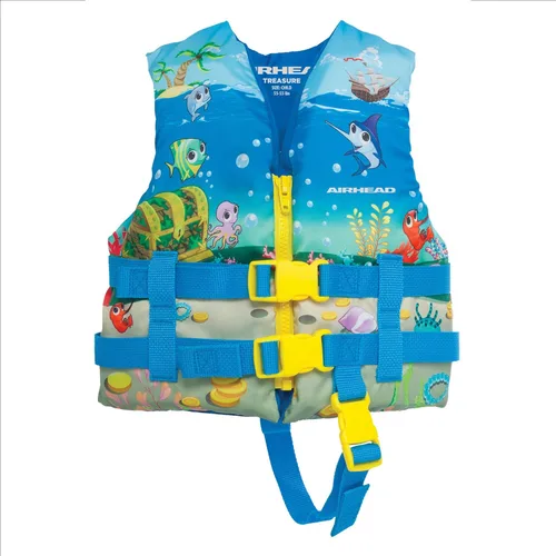 Airhead Treasure Life Jacket for Kids - USCG Approved Infant & Child Boating Safety PFD for Swimming, Water Play & Family Recreation, Closed-Side
