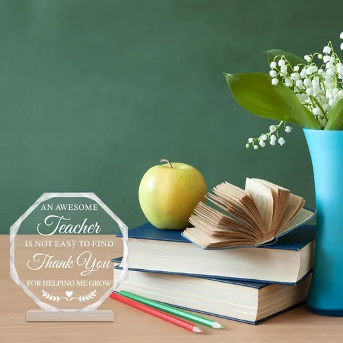 Miniatura 6 de Yookeer Regalos de agradecimiento para profesores, regalo de agradecimiento para maestros, letrero acrílico, recuerdo y pisapapeles, agradecimiento