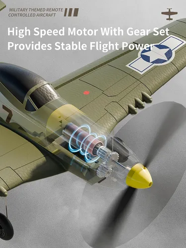 Miniatura 5 de ANTSIR Avión RC P51, avión de control remoto de 4 canales para adultos y adolescentes 14+, rango de 2.4 GHz 656 pies, giroscopio de 6 ejes