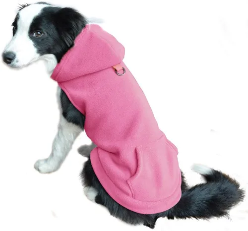 Miniatura 19 de EXPAWLORER - Sudadera de forro polar con capucha para perros, chaleco de suéter a cuadros para mascotas, ropa de otoño e invierno con anillo