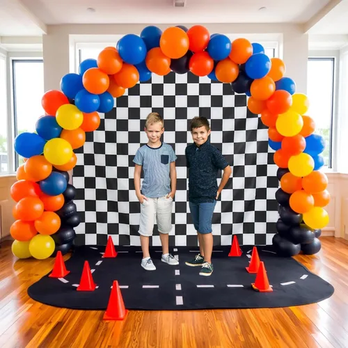 Miniatura 7 de Chrorine Fondo a cuadros blanco y negro de 6.6 x 6.6 pies, decoración de fiesta de cumpleaños, decoración de fiesta de cumpleaños, un amigo feliz