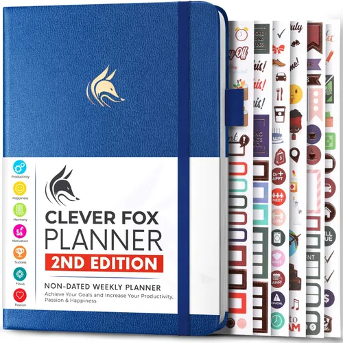 Miniatura 14 de Clever Fox - Agenda 2ª Edición – Planificador de Metas Semanales y Mensuales Colorido, Organizador de Gestión del Tiempo y Productividad, Sin Fecha