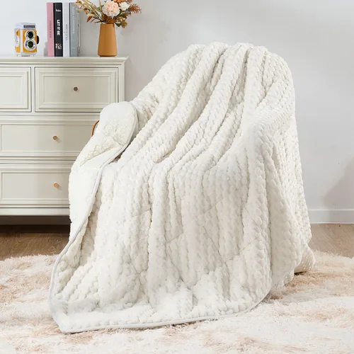 Miniatura 21 de Mr. Sandman Manta con peso de forro polar para adultos, tamaño Queen de 15 libras, manta pesada con jacquard de felpa suave y sherpa cálido, manta