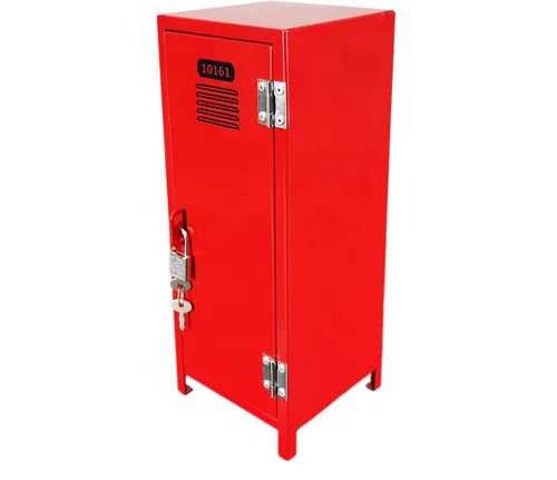 Fixturedisplays® Mini casillero de metal con llave y cerradura roja 4.2 X 4.2 X 11 ", ideal para caja del tesoro de los niños 10161-2D