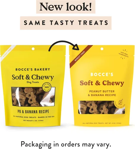 Miniatura 2 de Bocce's Bakery - Golosinas horneadas al horno con receta de mantequilla de maní y plátano para perros, golosinas diarias sin trigo para perros
