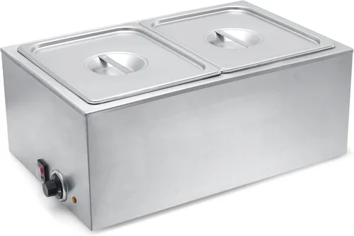 SYBO ZCK Bain Marie - Calentador de alimentos, 2 secciones, Plateado