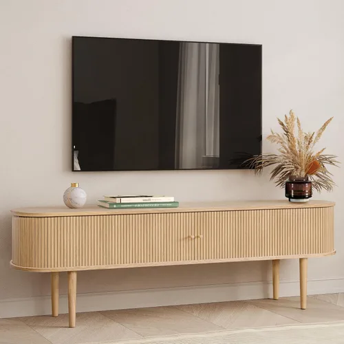 Miniatura 10 de WERMO Soporte de TV negro de 55 pulgadas con almacenamiento y estantes para televisores de 32 a 60 pulgadas. Centro de entretenimiento negro